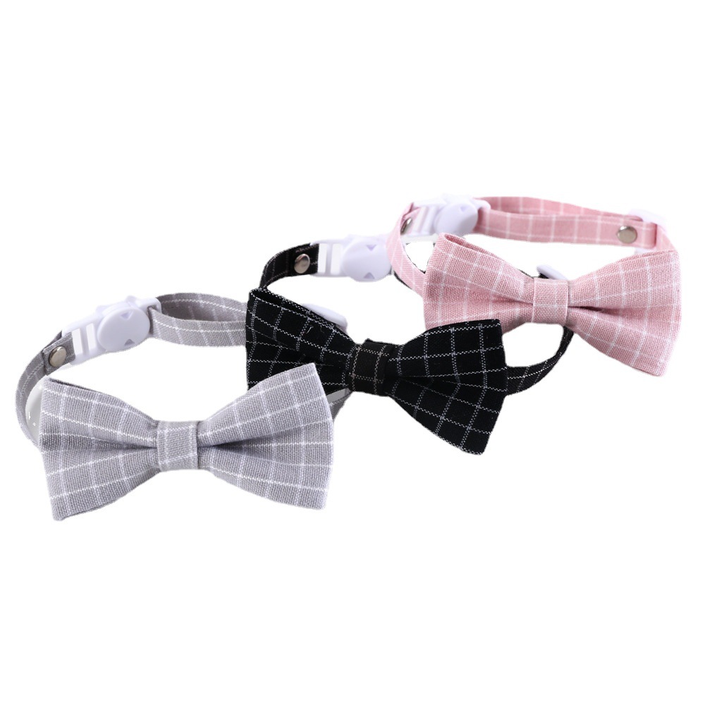 Mascotas británico cuadrícula arco ajustable gato perro corbata accesorios