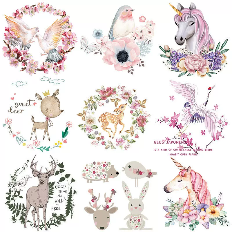 DTF热转印白墨烫画贴批发外销款小鹿柯式哑光热撕DIY贴烫钻萌鹿