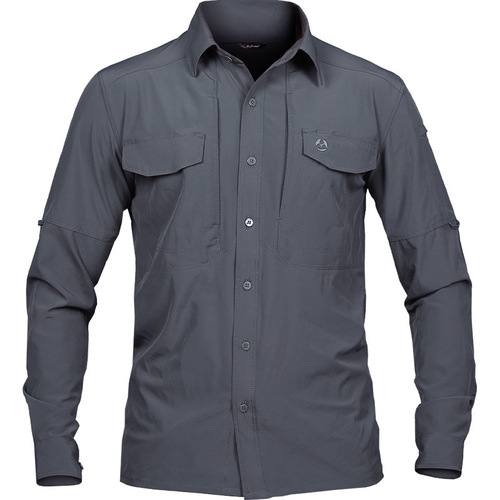 Angken Spring and Autumn outdoor long-sleeved tactical shirt men's ultra-thin breathable multi-pocket quick-drying shirt lapel mountaineering jacket