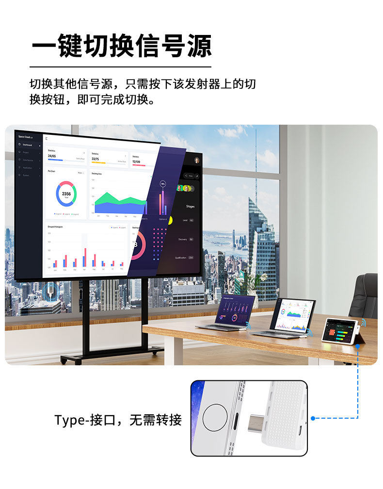 USB-C Wireless HDMI Transmitter-Receiver, 50 Meter