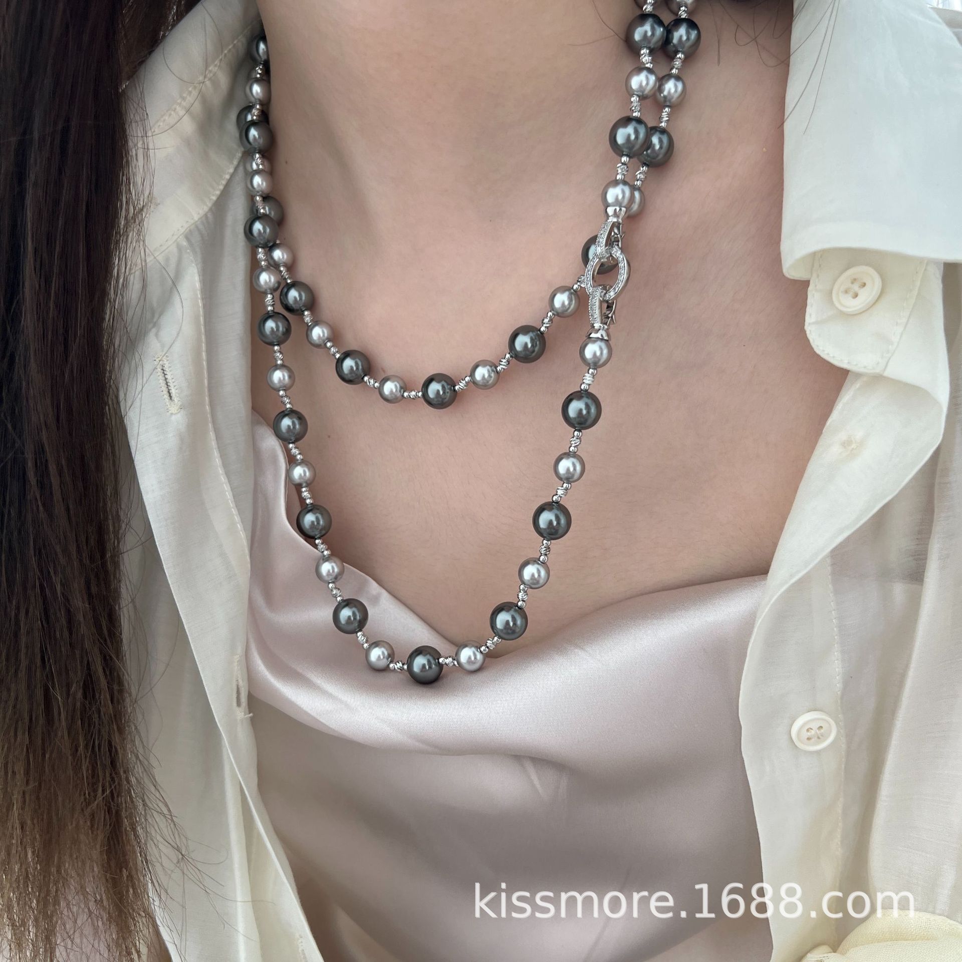 灰色间隔满钻珍珠圆环扣项链8.jpg