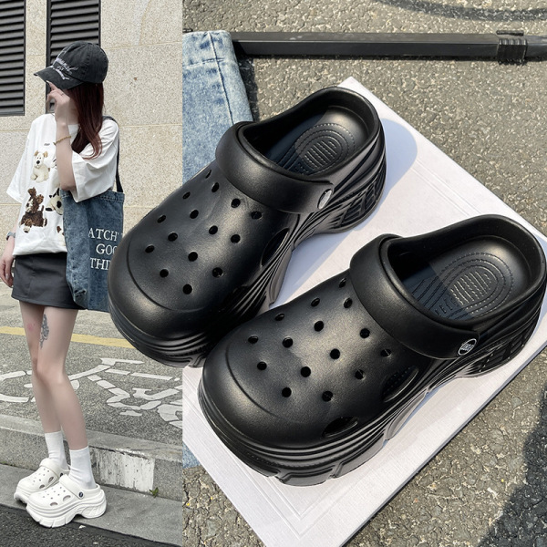 Croc 신발 eva 여성의 두꺼운 밑창 외부 착용 인터넷 연예인 해변 신발 미끄럼 방지 슬리퍼 Baotou 정원 신발 도매