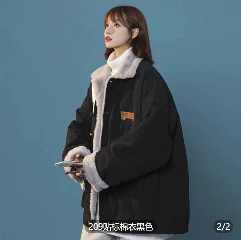 Denim short down jacket, oversize, warm padded coat with fur collar, summer style