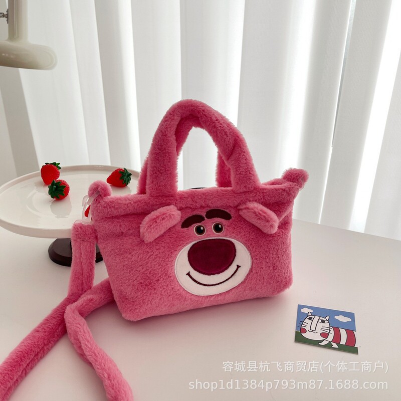 メーカー卸売ベルベットバッグ玩具クロミ斜めショルダーバッグいちご熊ぬいぐるみ日系ハンドバッグサンリオ|undefined