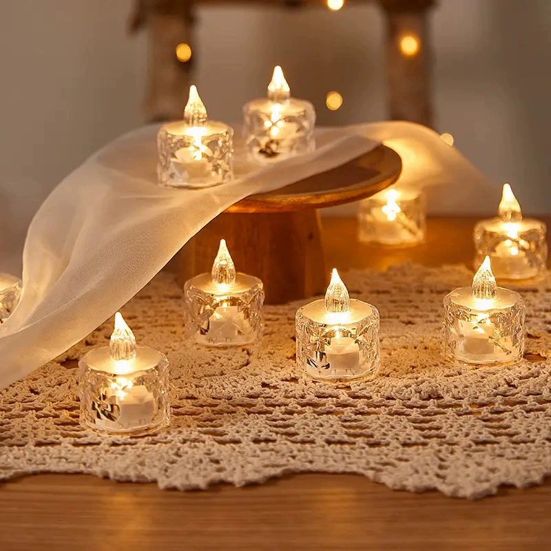 Transparent electronic candle, Christmas night light, 24 items