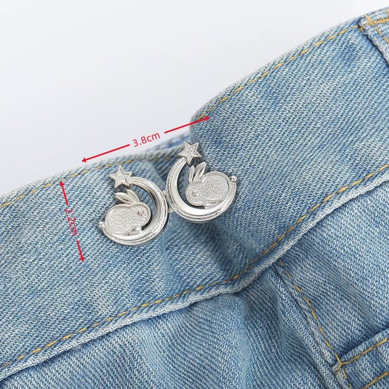 Nail-Free Removable Waist Buckle Pair, Flat-Bottom Seamless Buttons for Pants & Skirts, Assorted Designs