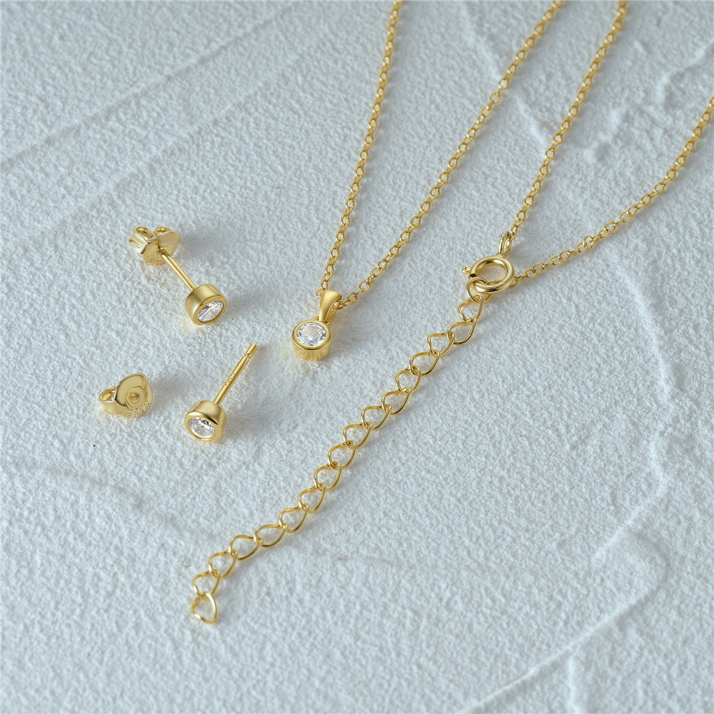 6g Weight Zircon Inlay Material Jewelry Set Classification Earrings + Necklace Quantity Holiday, Daily Occasion 925 Sterling Silver Material Round Pattern Women's Gender Inlay Design Shiny Style 925 Sterling Silver Zircon Inlay Round Jewelry Set 9