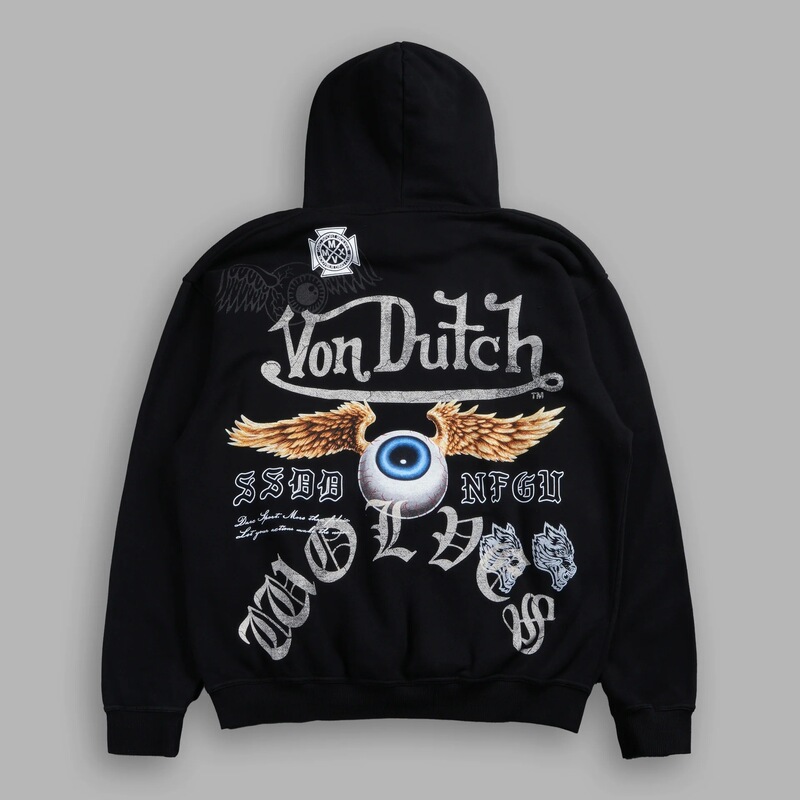 Darc Sport Flying Wing Eyeball Print Hooded Sweatshirt Men's Loose American High Street Fashion Brand Top Jacket