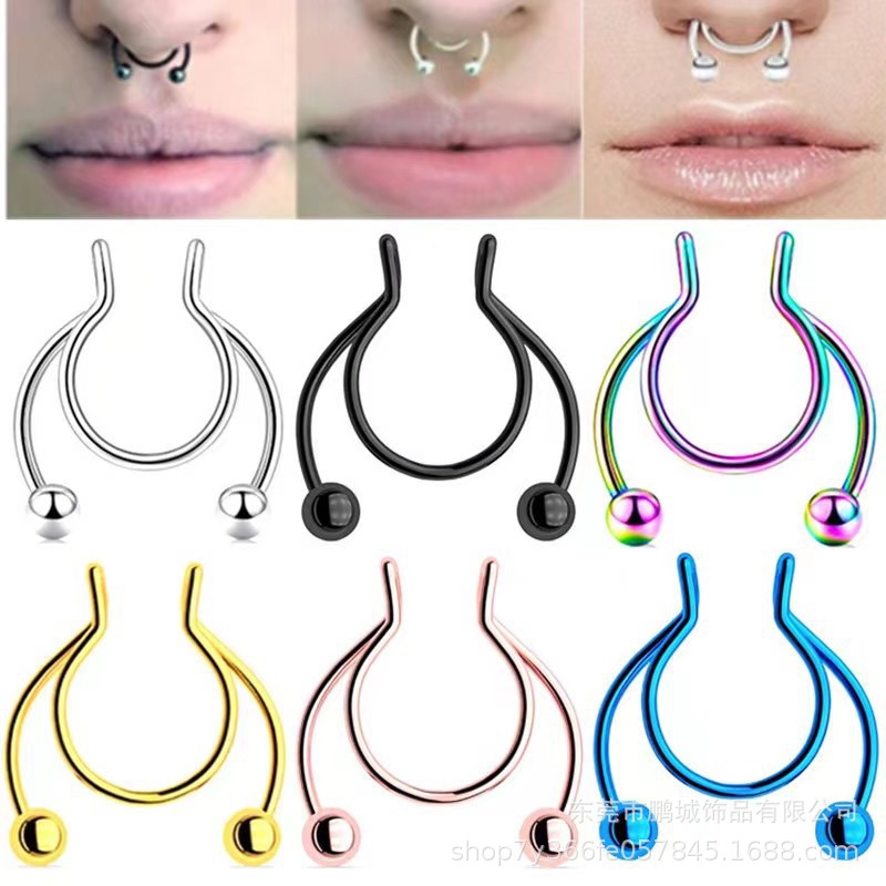 Cross-Border Popular Stainless Steel U-Shaped Nose Clip, No-Piercing Nose Septum Personalized Nose Ring, Minimalist Nose Jewelry Wholesale