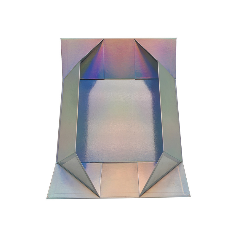 In-Stock One-Piece Folding Gift Box with Laser Silver Holographic Effect, Book-Style Gift Box for Skincare Products and Cosmetics, Flat Paper Box In-Stock One-Piece Folding Gift Box with Laser Silver Holographic Effect, Book-Style Gift Box for Skincare Products and Cosmetics, Flat Paper Box
