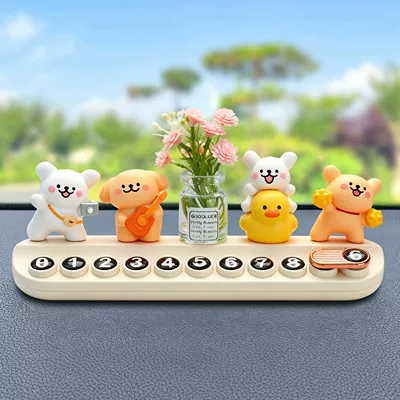 Line Drawing Puppy Temporary Parking Number Plate 2026 New Cartoon Cute Mobile Phone Number Plate for Moving Car (Nömrəli dayanma kartı) - stop-sign-four-puppies-pink-cherry-blossoms