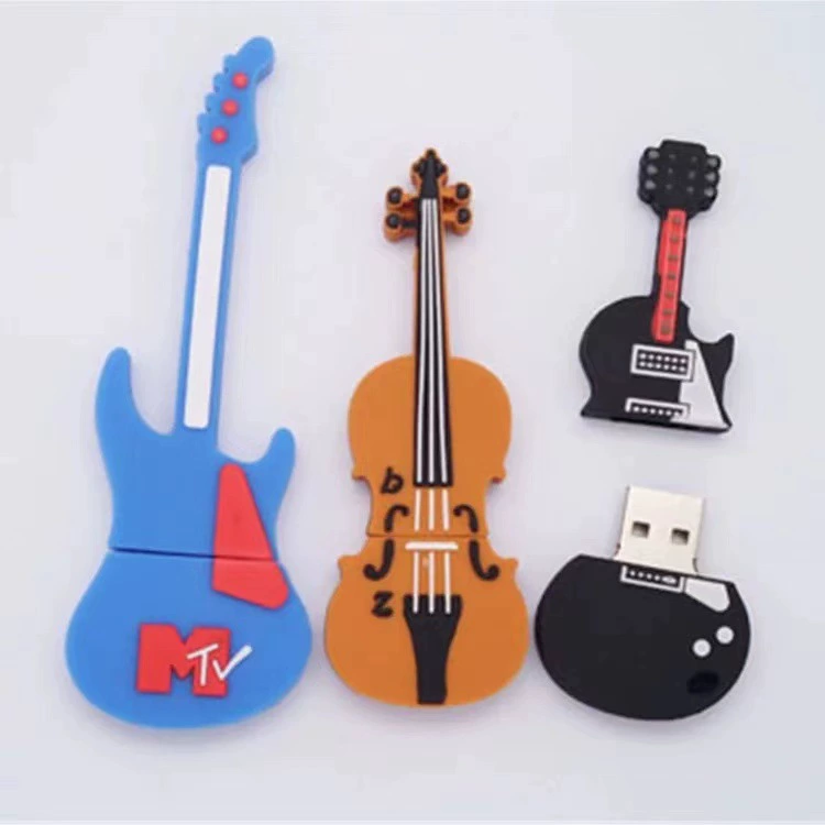 Музыкальные инструменты, мультяшный USB-флеш-накопитель, гитара, скрипка, творческий сувенир, 64 ГБ, подарок на день рождения, творческий подарок