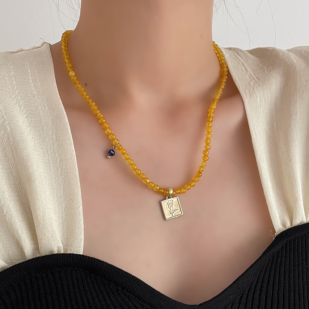 1 Piece Fashion Round Square Water Droplets Alloy Beaded Pearl Plating Womenu0027S Pendant Necklace