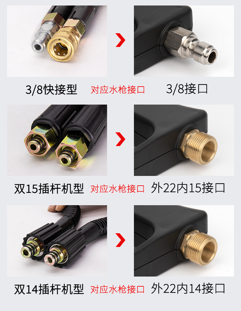 Suitable for High-Pressure Water Gun Head Car Wash Machine Gun Head 380 Black Cat Cleaning Machine Special Nozzle Spray Gun Brush Car Wash