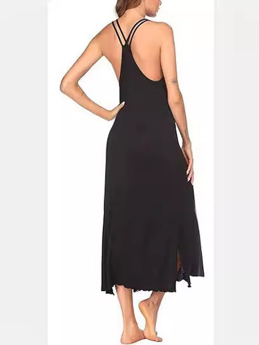 Quality Summer Intellectual Style Women's Modal Strappy V-Neck Backless Dress