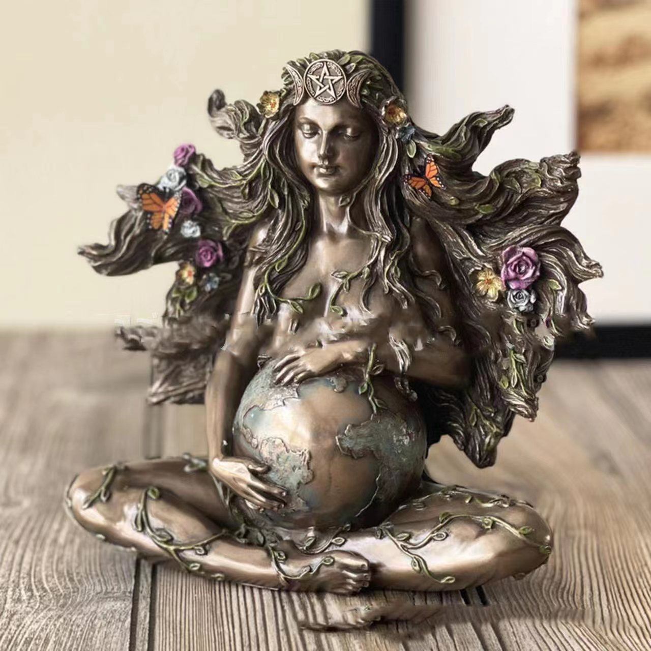Nouveau Papillon Terre Mère Gaia Statue Artisanat Ornement Décorations Pour La Maison display picture 3
