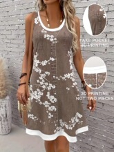 E 18481 Digital Print Camisole Dress ����ӡ������ȹ �羳
