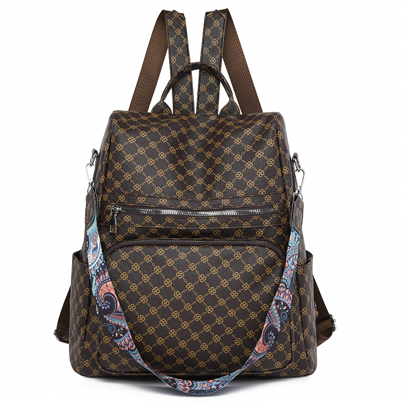 Comercio exterior al por mayor 2024 nueva mochila antirrobo para mujer moda europea y americana al aire libre multiusos mochila escolar marea