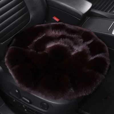 featuring high-quality faux fur and genuine fox fur, Wool pad - single-piece-coffee-brown