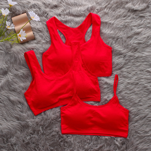 【Second-hand】Birthday Year Girl's Bra and Panties Set, Red Innerwear for Teenage Girls, Pure Cotton Developmental Set