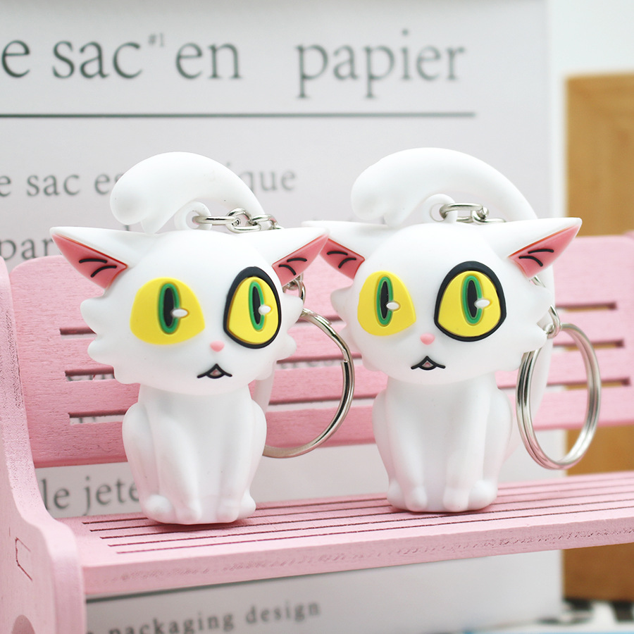 Cute Cat Pvc Women's Keychain display picture 4