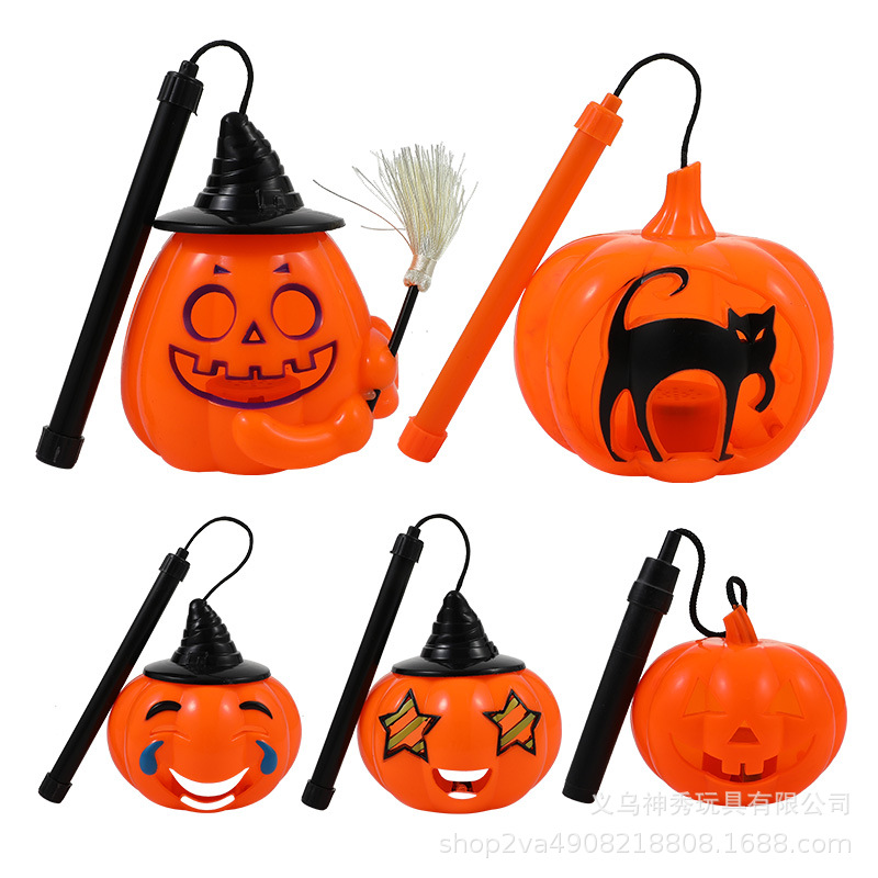 Luz de calabaza luminosa Halloween Jack linterna portátil plástico Festival suministros accesorios decorativos
