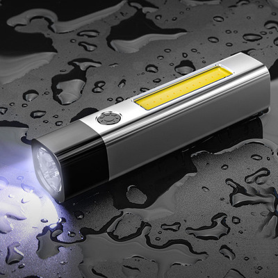 usb charge Plastic Long shot household Portable Mini Lighting Dual light source cob Fixed focus Strong light Flashlight