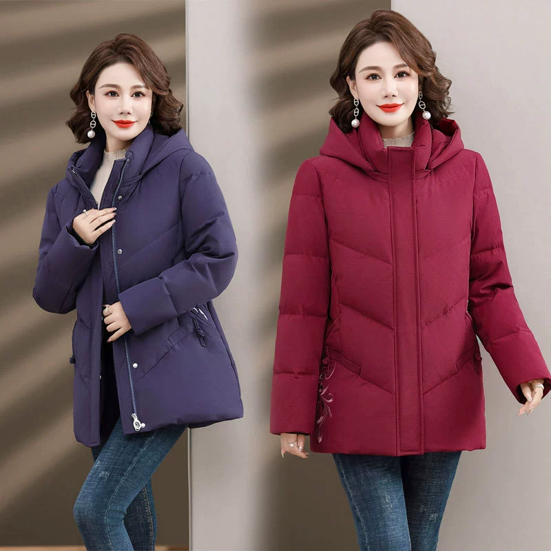 Пуховик для мамы, зимняя одежда больших размеров 2023 новые пожилые женщины осень-зима, бабушка, иностранное пальто утолщенное