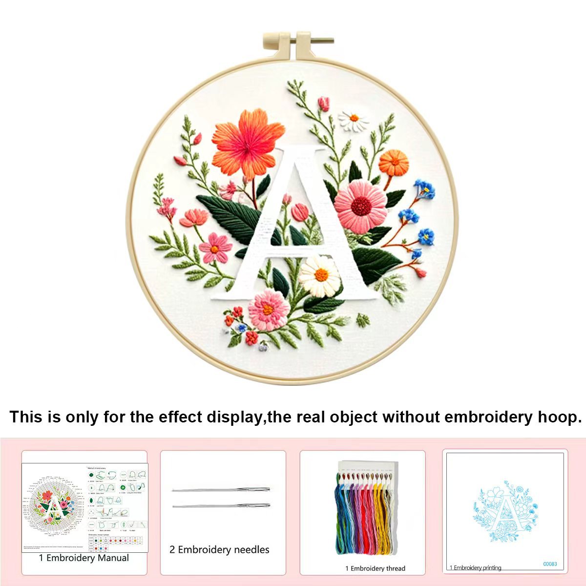 Hecho a mano flores y plantas europeas bordadas paquetes de materialdiy inglés 26 letras simple principiante nivel de bordado al por mayor