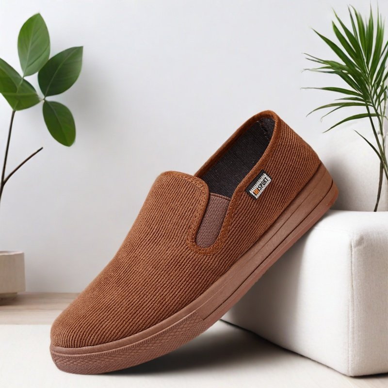 Spring and Autum New Mugwort Corduroy Old Beijing Cloth Shoes Men's Casual Shoes Middle-Aged and Elderly Casual Black Work Shoes