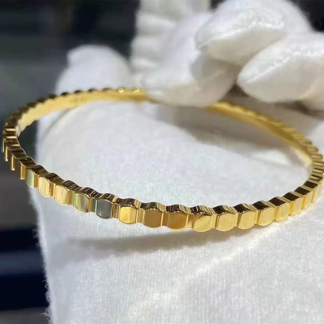 9999足金蜂巢手镯周家网红同款亮面黄金手镯女足金9999实心金镯子