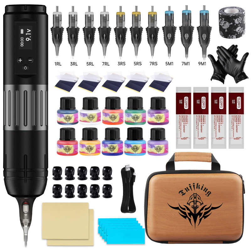 Tuffking máquina de tatuaje transfronteriza pluma de tatuaje P2 conjunto de cortar alambre máquina de motor de tatuaje comercio exterior multipantallas inalámbricas