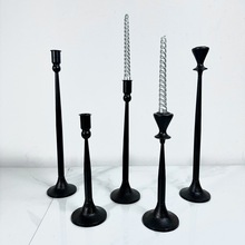 跨境美式复古铁艺单头烛台浪漫烛光晚餐蜡烛杯黑色简约蜡烛台摆件