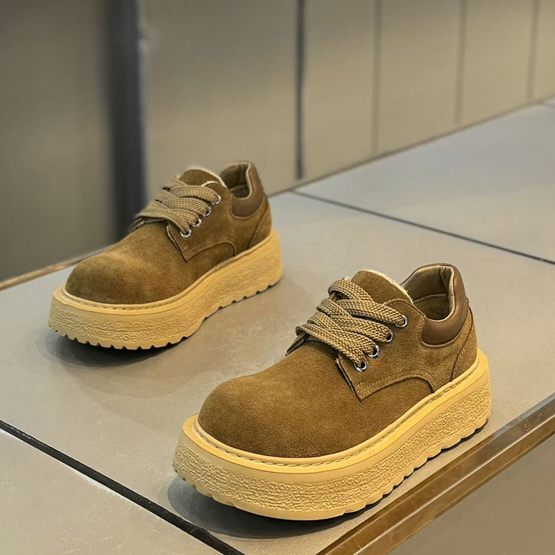 2025 Autumn and Winter Trendy Men's Shoes Fashion Versatile Thick-Soled Height-Increasing Sneakers Casual Suede Retro Large-Toe Shoes