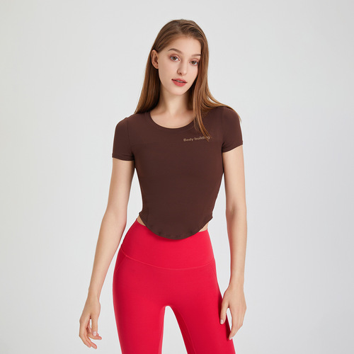 Sports short-sleeved women's quick-drying slimming running yoga wear T-shirt round neck skin-friendly breathable sports fitness top