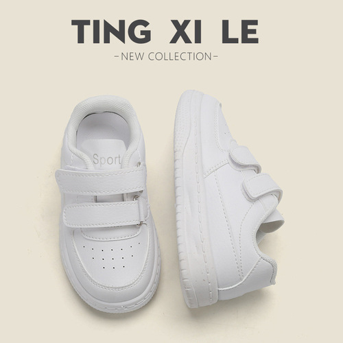 Children's white sneakers 2026 spring and autumn new boys' sports shoes white girls' casual board shoes soft soled baby shoes single