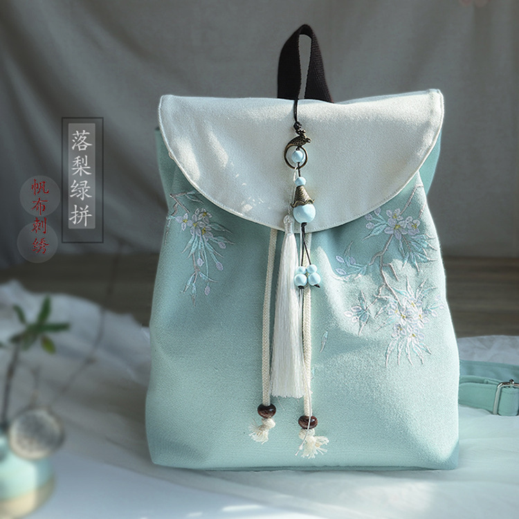 (Entity cross-border source does not distribute and does not distribute) Antique Hanfu Chinese style canvas girdle backpack (Entity cross-border source does not distribute and does not distribute) Antique Hanfu Chinese style canvas girdle backpack