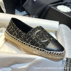 小香风麻绳草编渔夫鞋女复古亚麻鞋平底一脚蹬休闲乐福鞋单鞋批发