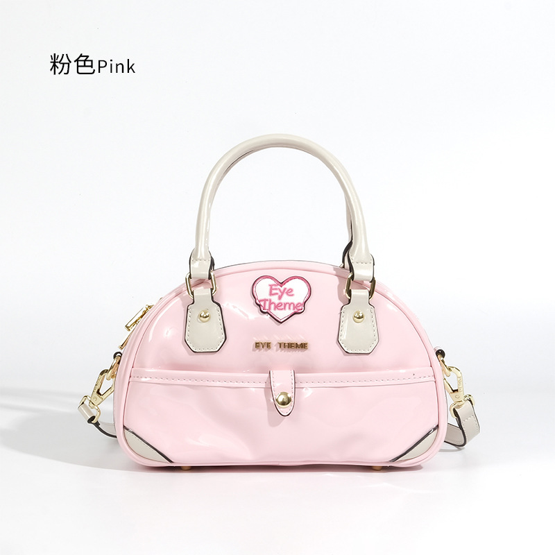 2024 verano pequeño fresco en la nueva piel esmaltada brillante PU bolsos de mujer de color casuales de color de mano con brazalete 2586 #