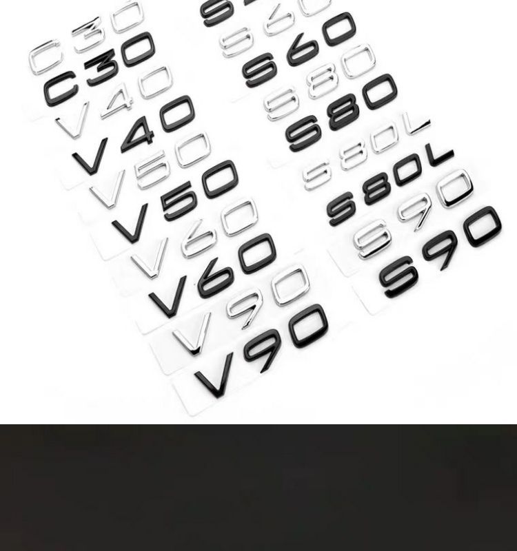 Suitable for Volvo XC90, XC60, V40, V60 rear emblems, VOLVO logo, T4, T5, T6, AWD lettering, and tail emblem stickers