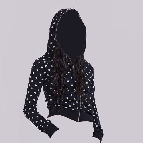 European and American women's unique polka-dot print zip-up slim-fit sweatshirt, long-sleeve pullover hoodie, vintage-style jacket