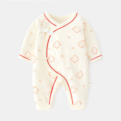 Newborn one-piece autumn and winter pure cotton baby printed boneless clothes newborn monk clothes baby spring and autumn harem clothes