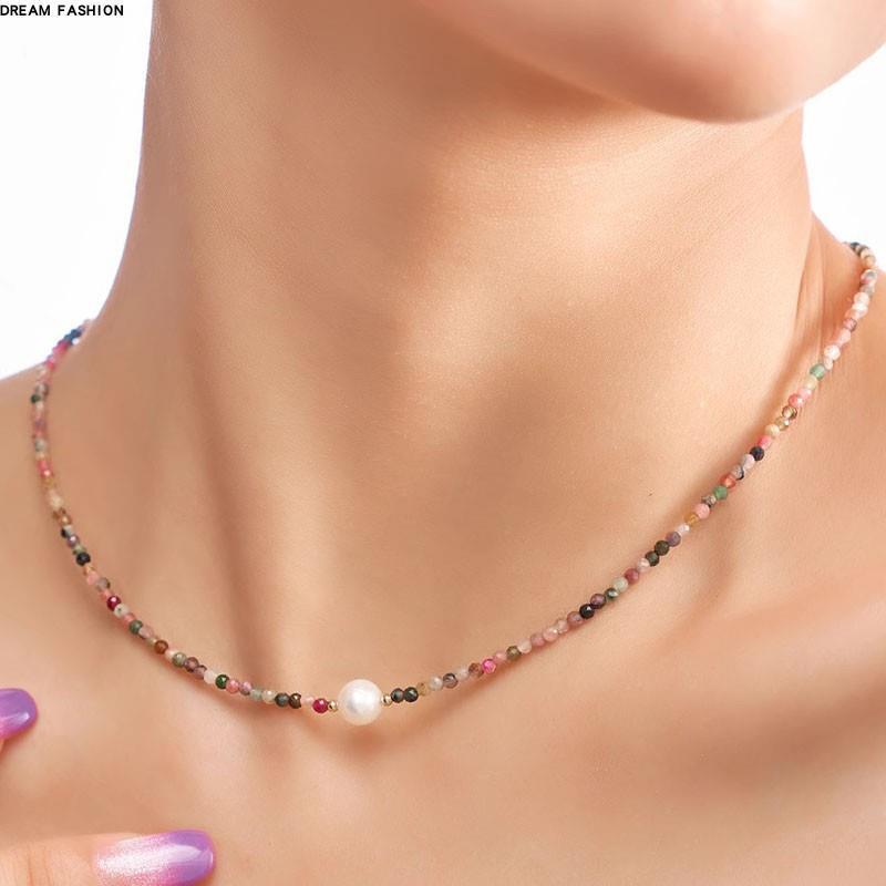 rainbow tourmaline necklace from pearl