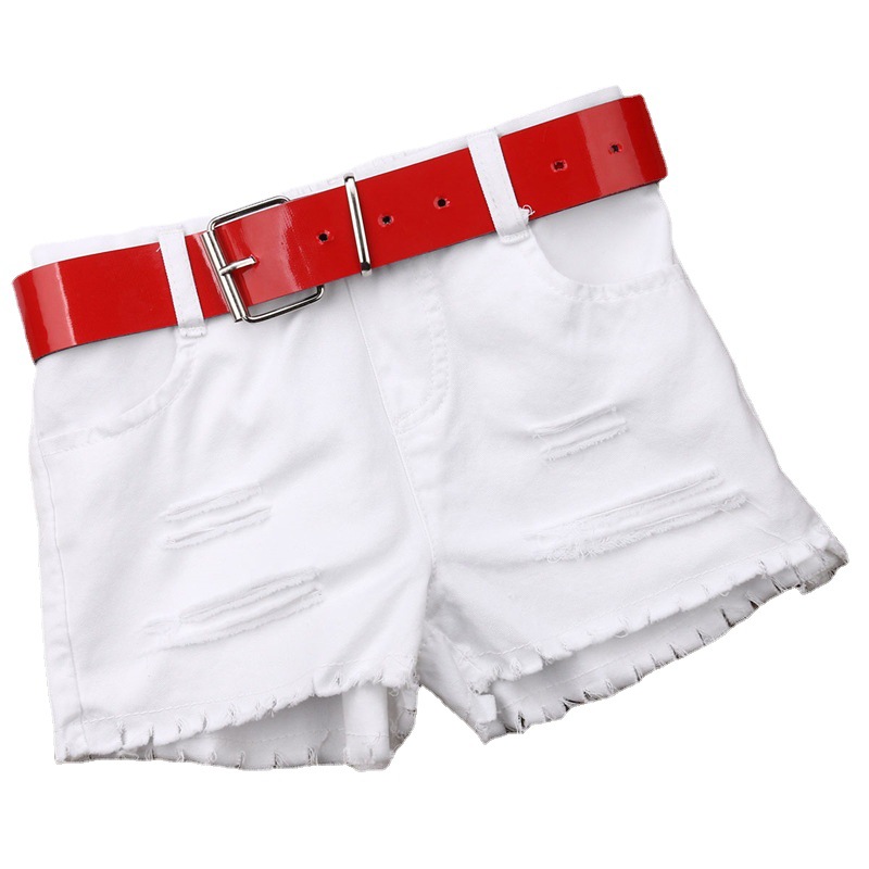 Mother & Kids Children's Clothing Wholesale Girls Summer Short-sleeved Floral Tops T-shirt Denim Shorts Belt Three-piece Set One Piece Drop Shipping_voghion.com