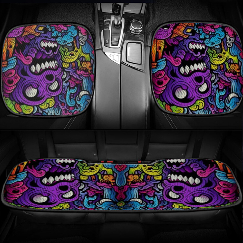 Cross-Border Foreign Trade Summer Universal Car Seat Cushion Set Made of Ice Silk, Three-Piece Set, Minimum Order of One Piece, Custom-Made with Your Own Design, Cooling Seat Cushion