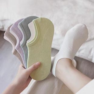 Socks Women's Summer Thin Boat Socks Solid Color Non-Falling Anti-Slip Invisible Short Odor-Resistant Shallow Mouth Short Socks Women's Summer