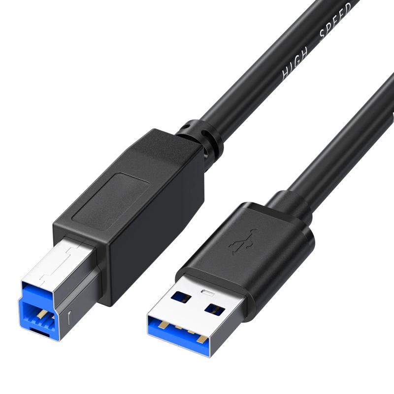 Кабель USB для принтера, чёрный, длина два метра, штекер на разъём принтера/компьютера для передачи данных и печати