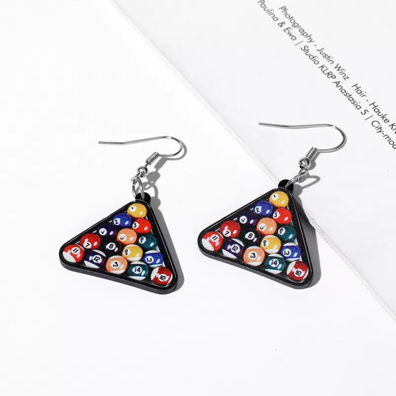 日韩简约小款迷你台球小球亚克力耳环可爱仿真耳饰