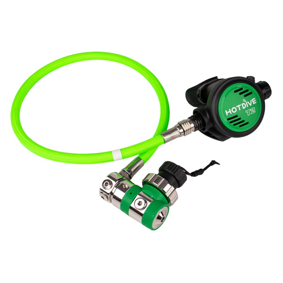 Regulador de descompresión de oxígeno puro HOTDIVE equilibrio tipo pistón adaptado al oxígeno 100% regulador de buceo con tubo verde
