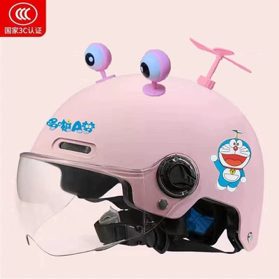 electric scooter helmet, suitable for boys and girls, Motosiklet kaskı (dəbilqə) - 3c-childrens-diy-pink-windmill-with-pink-eyes-transparent-one-size-fits-all